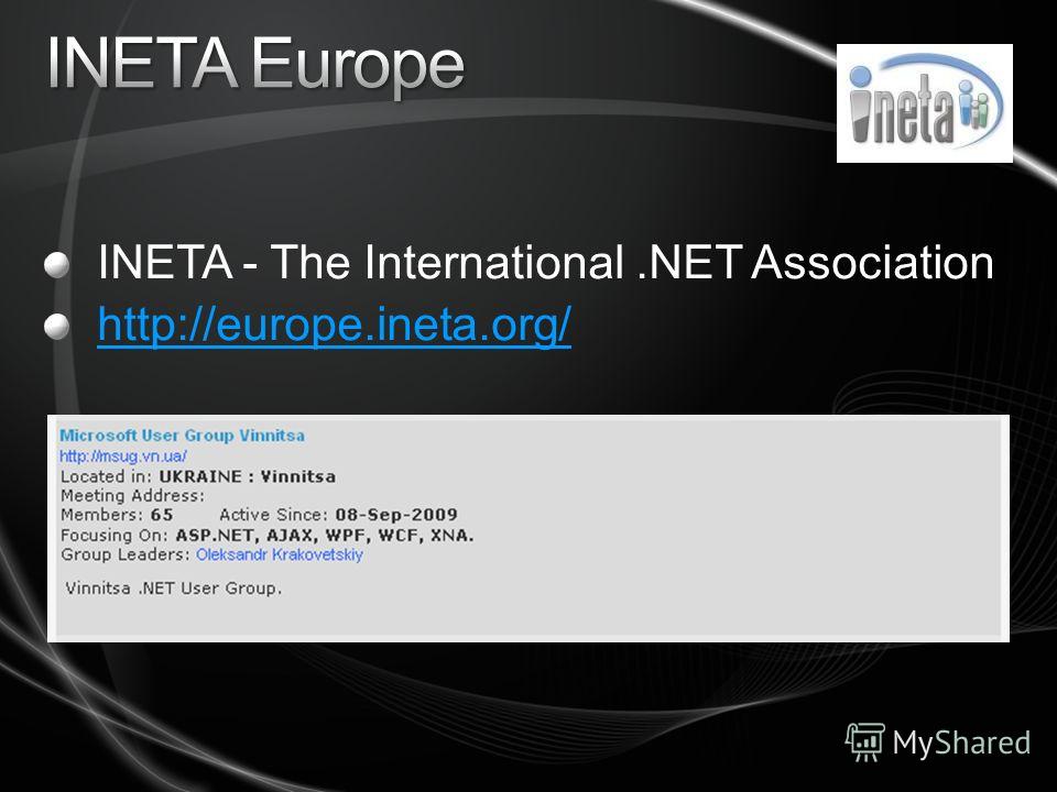 INETA - The International.NET Association http://europe.ineta.org/