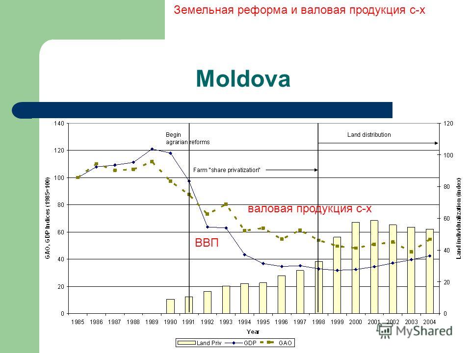 Moldova ВВП валовая продукция с-х Земельная реформа и валовая продукция с-х