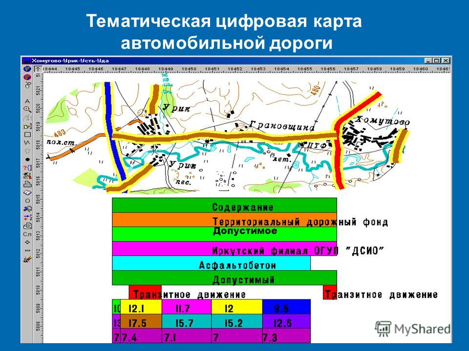 Тематическая цифровая карта автомобильной дороги Допустимое