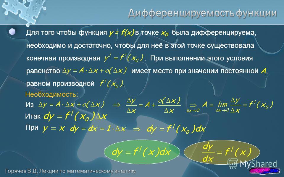 Презентация на тему: "Определение дифференциала функции 067