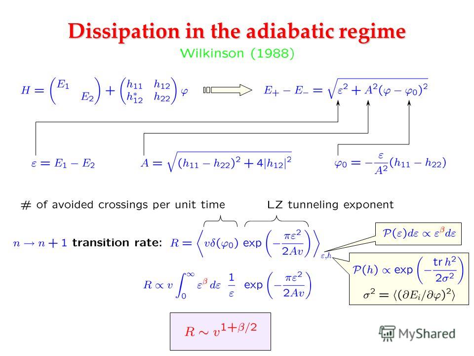 Dissipation in the adiabatic regime