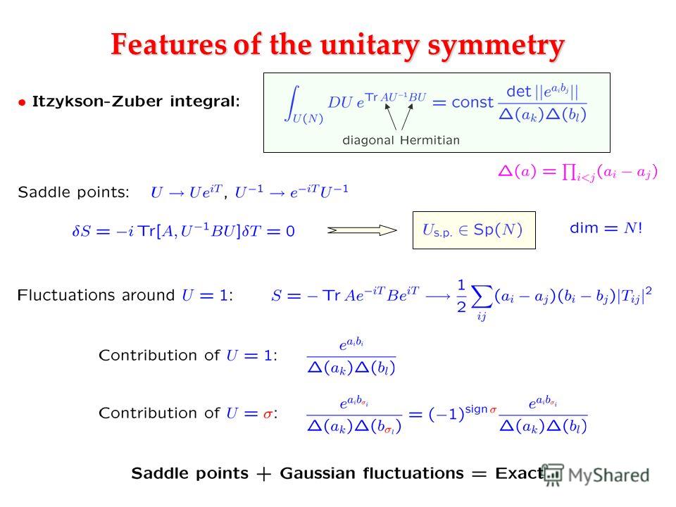 Features of the unitary symmetry