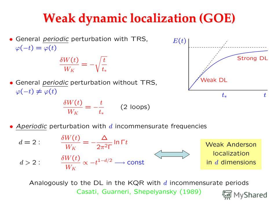 Weak dynamic localization (GOE)
