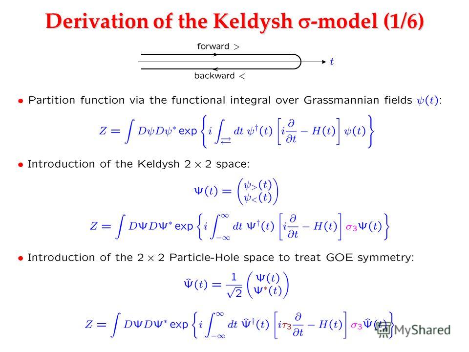 Derivation of the Keldysh -model (1/6)