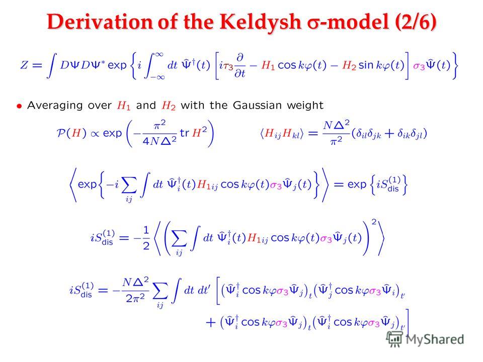Derivation of the Keldysh -model (2/6)