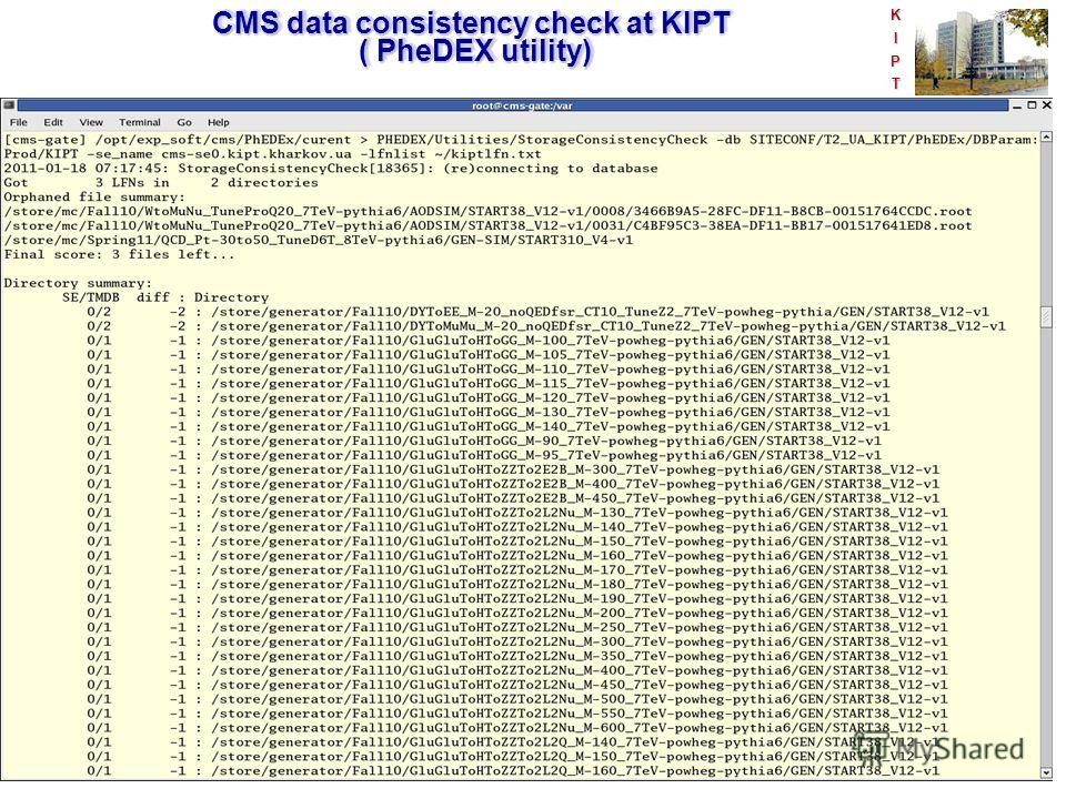 KIPT CMS data consistency check at KIPT ( PheDEX utility)