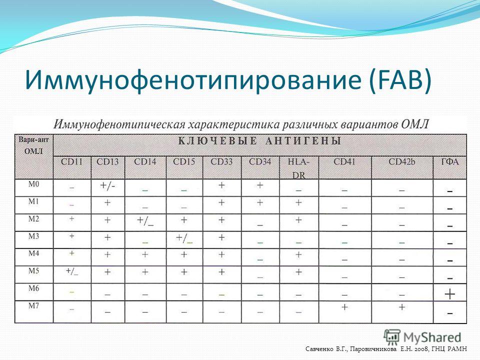 Иммунофенотипирование (FAB) Савченко В.Г., Паровичникова Е.Н. 2008, ГНЦ РАМН