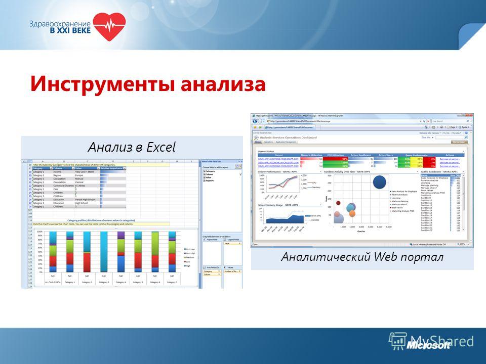 Инструменты анализа Аналитический Web портал Анализ в Excel