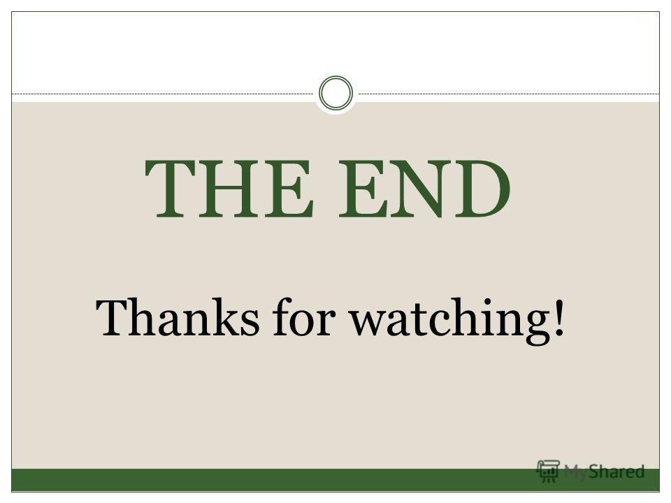 THE END Thanks for watching!