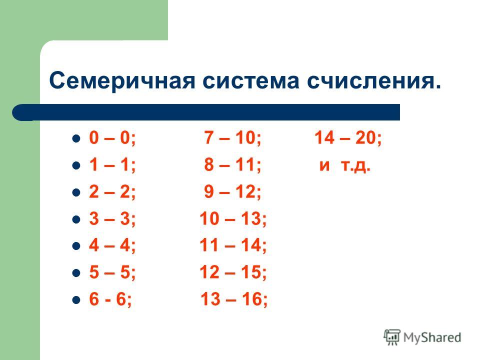 Семеричная система счисления примеры