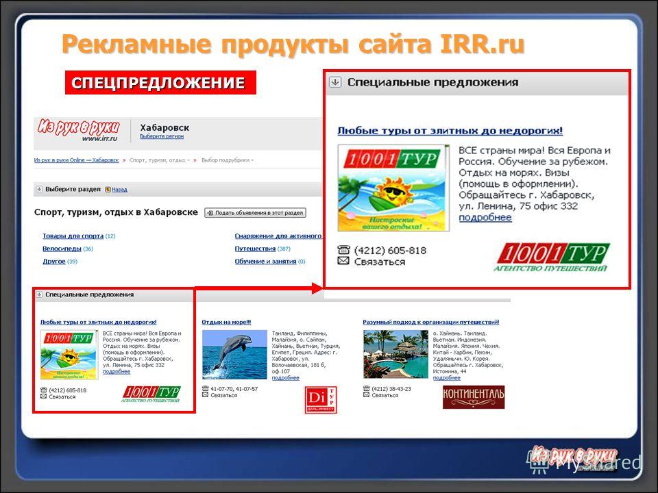 Рекламные продукты сайта IRR.ru СПЕЦПРЕДЛОЖЕНИЕ