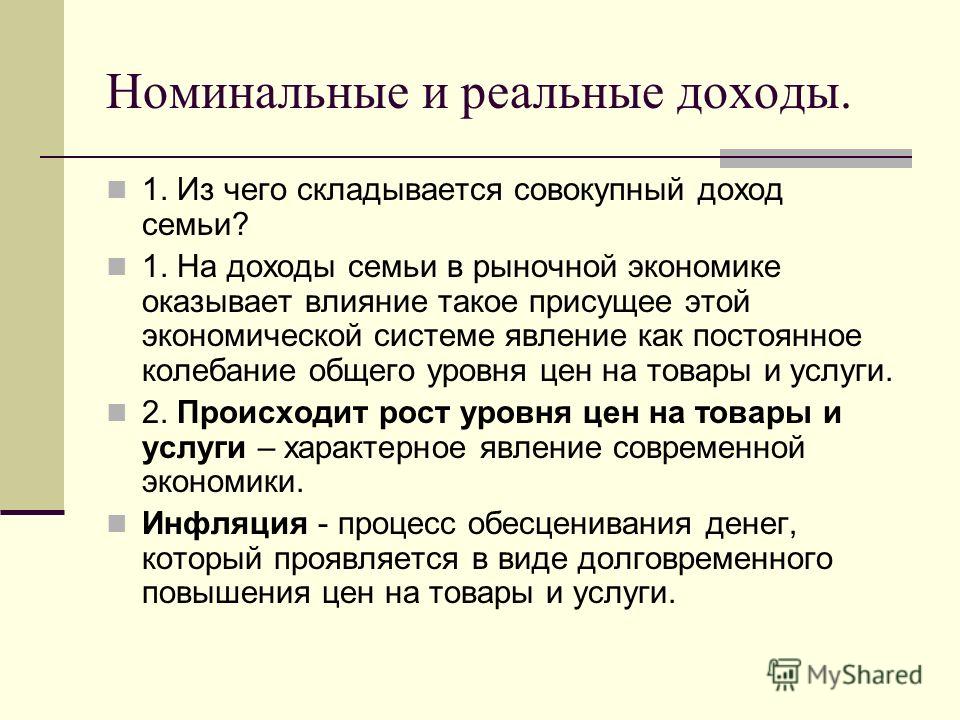 Реферат влияние инфляции на семейную экономику 3631