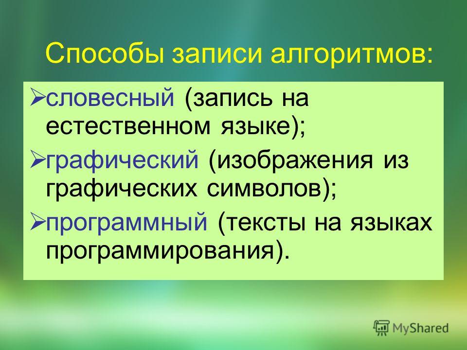 Какой способ записи алгоритма наиболее нагляден