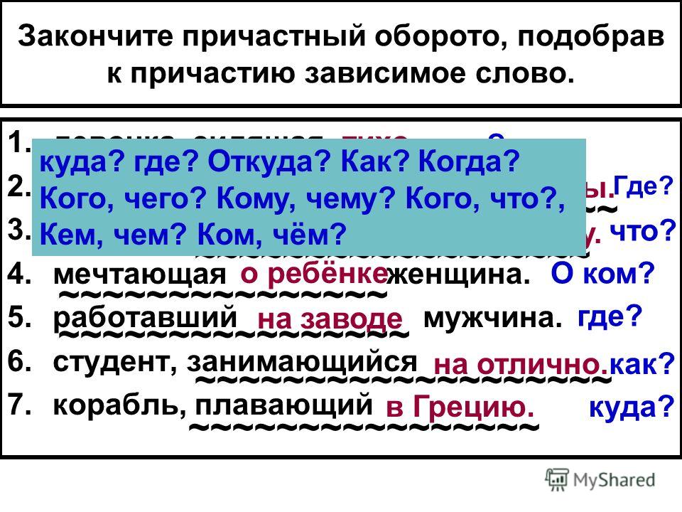 Русский язык пример причастный Презентация 6 класс причастный оборот