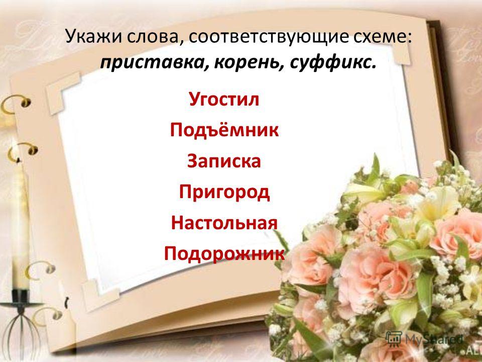 слова по схемам приставка корень суффикс окончание