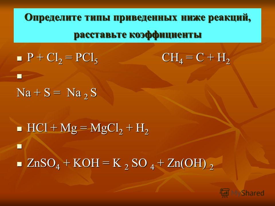 Расставьте коэффициенты в приведенных ниже схемах химических Расставьте коэффициенты в приведенных ниже схемах химических