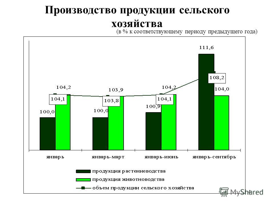 4 Производство продукции сельского хозяйства (в % к соответствующему периоду предыдущего года)