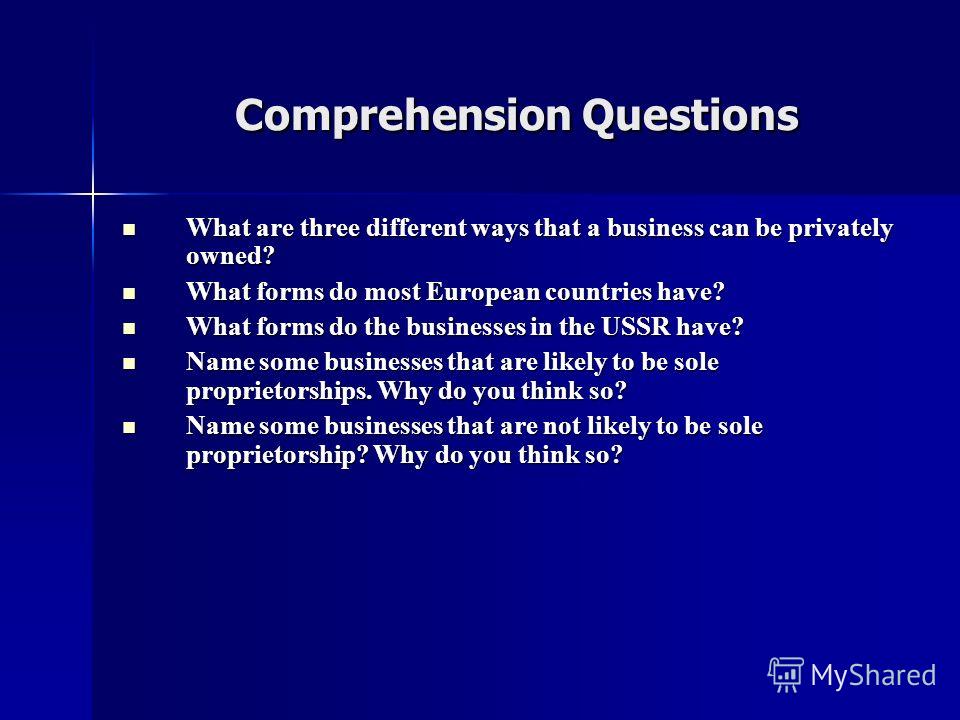 three forms of business ownership