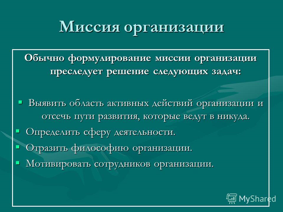 Определение миссии и целей организации презентация