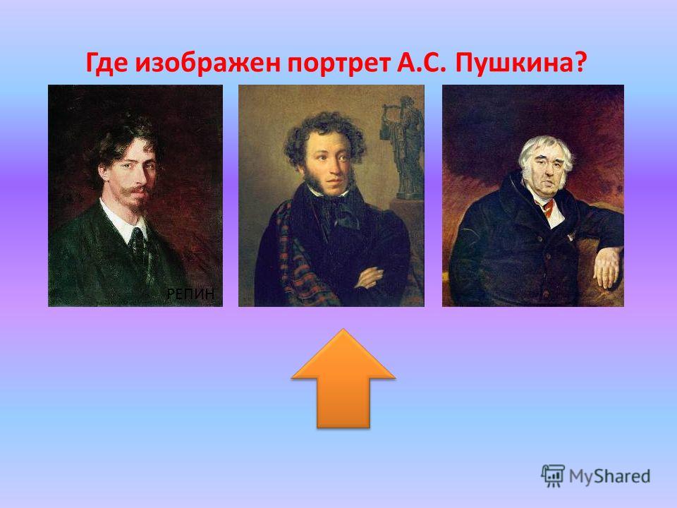 Где изображен портрет А.С. Пушкина? РЕПИН