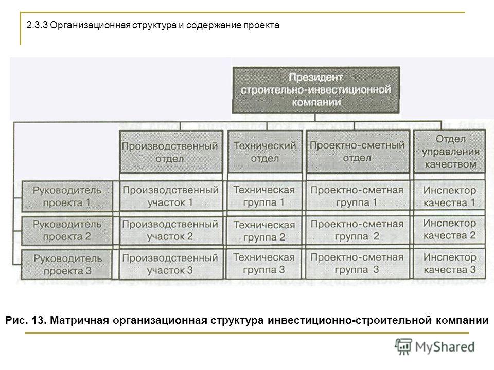 Схема выделенной организационной структуры управления проектом фото видео - Cale