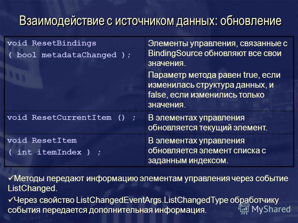Связанные с данными элементы управления Связанные с данными элементы управления