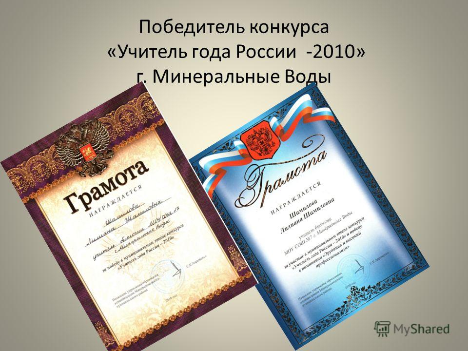 Победитель конкурса «Учитель года России -2010» г. Минеральные Воды