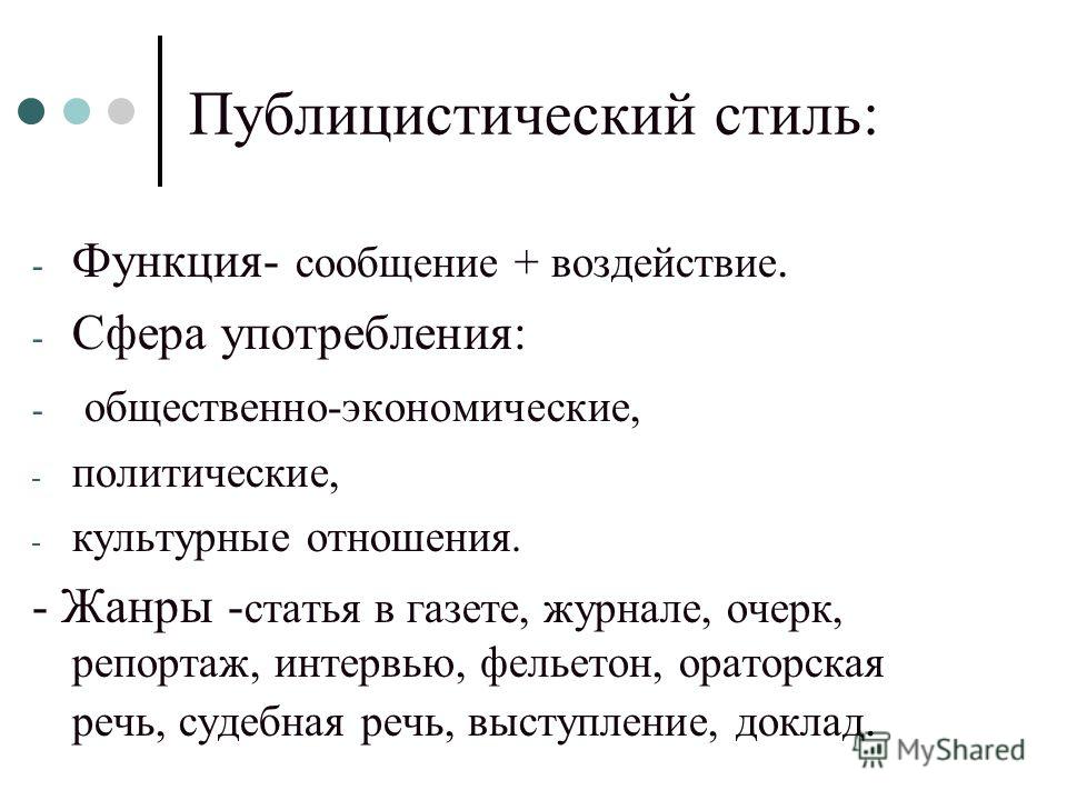Презентация на тему: "Публицистический стиль речи: особенности, жанры, сфера упо