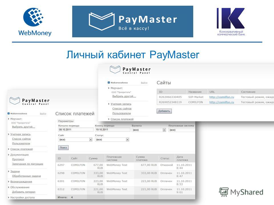 Личный кабинет PayMaster
