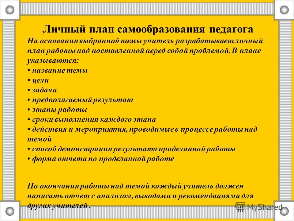 Презентация на тему: "Теоретические основы составления личного плана самообразования педагога МОУ Урлядинская ООШ Учитель геогра