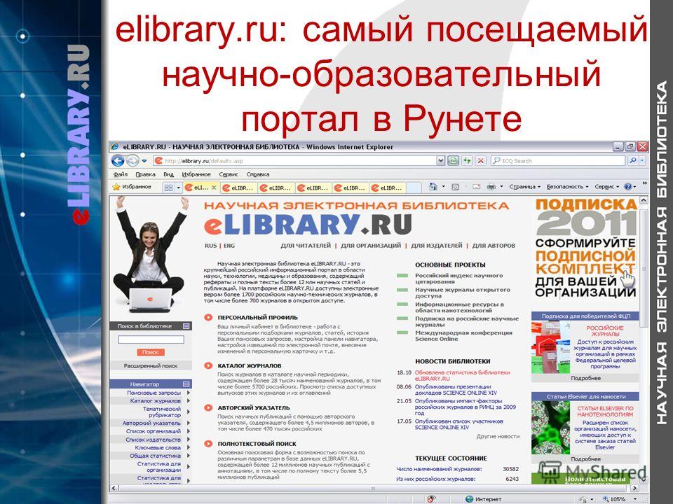 elibrary.ru: самый посещаемый научно-образовательный портал в Рунете