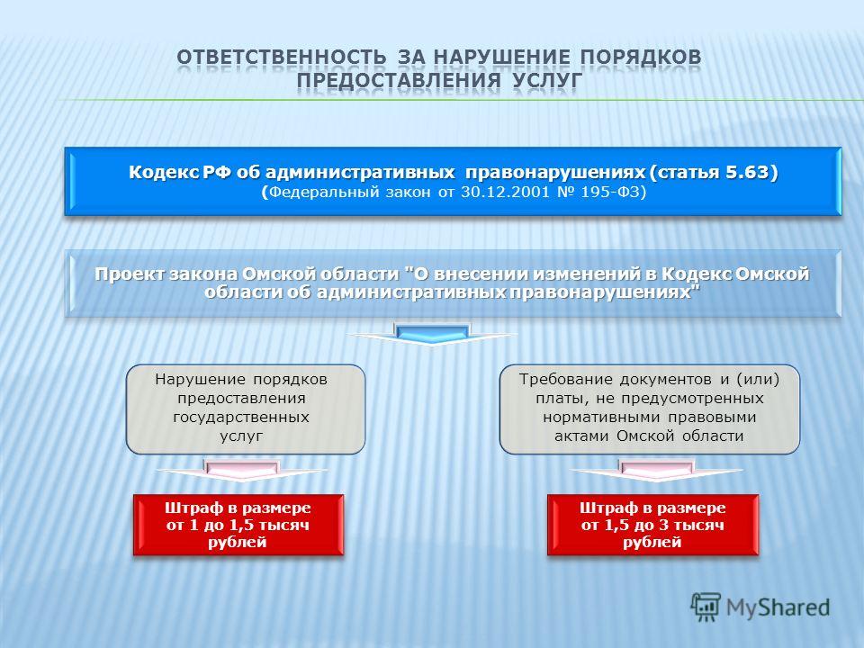 Кодекс РФ об административных правонарушениях (статья 5.63) (Федеральный закон от 30.12.2001 195-ФЗ) Проект закона Омской области 