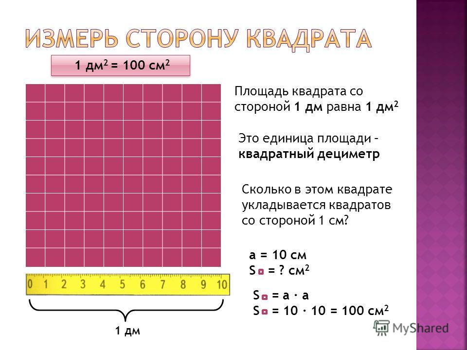 Презентация единицы площади 3 класс квадратный дециметр