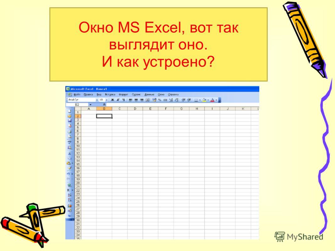 Окно MS Excel, вот так выглядит оно. И как устроено?