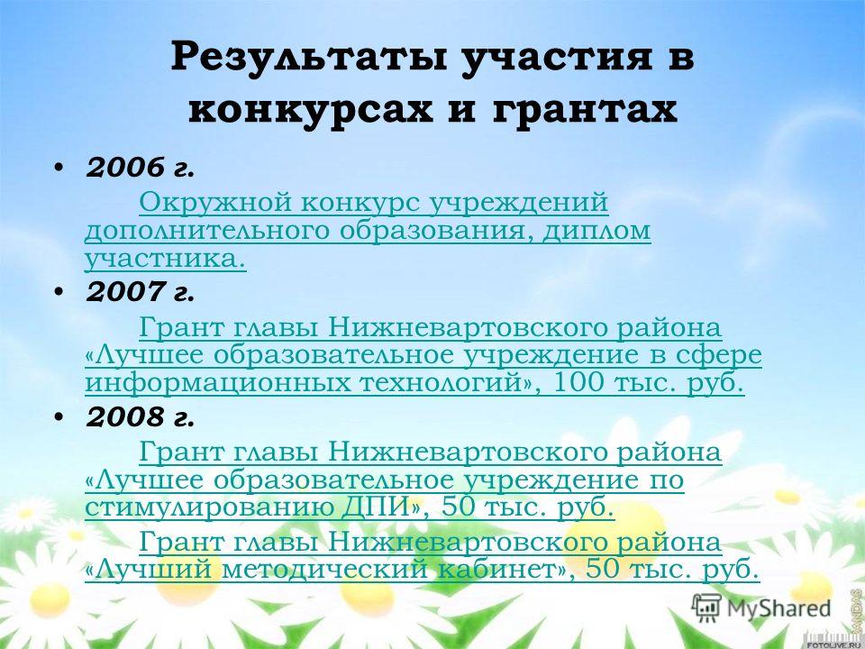 Конкурс грантов 2006 Конкурс грантов 2006