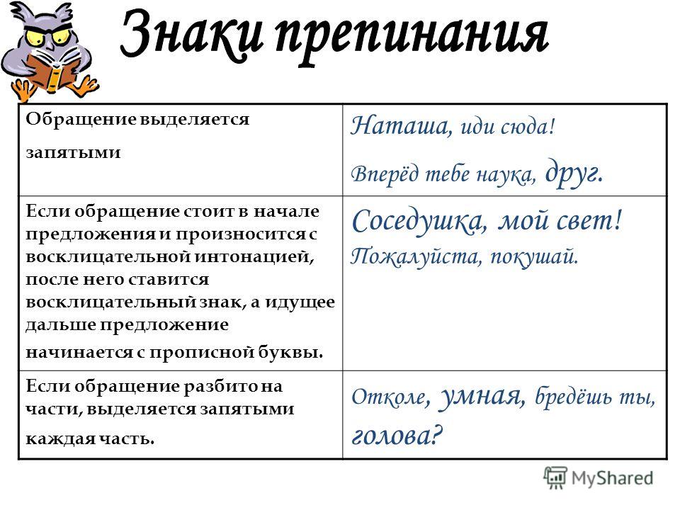 Обращение выделяется в схеме Обращение выделяется в схеме
