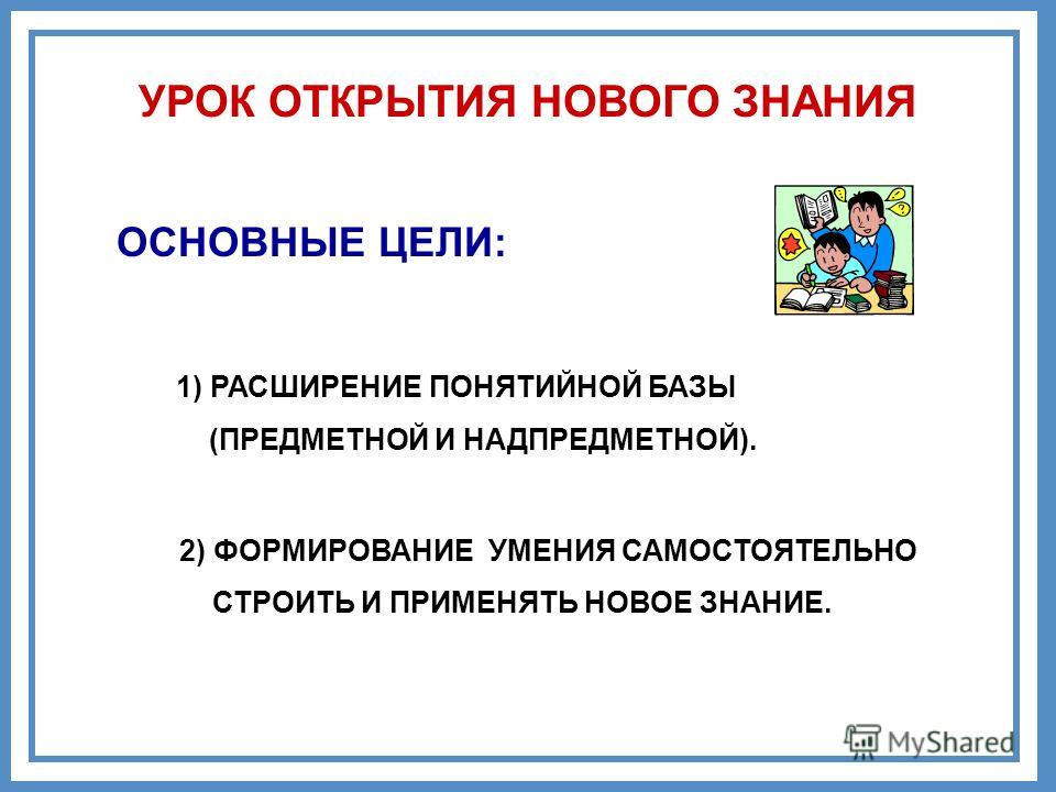 План урока открытия нового знания по фгос