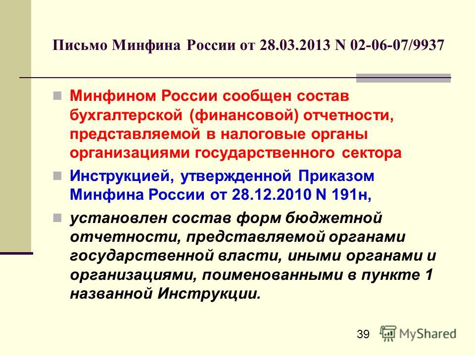 Формы Финансовой Отчетности 2013