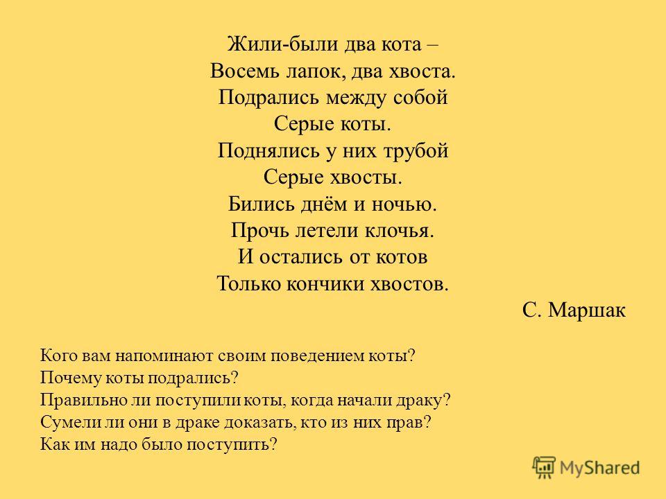 У меня есть два кота стих У меня есть два кота стих