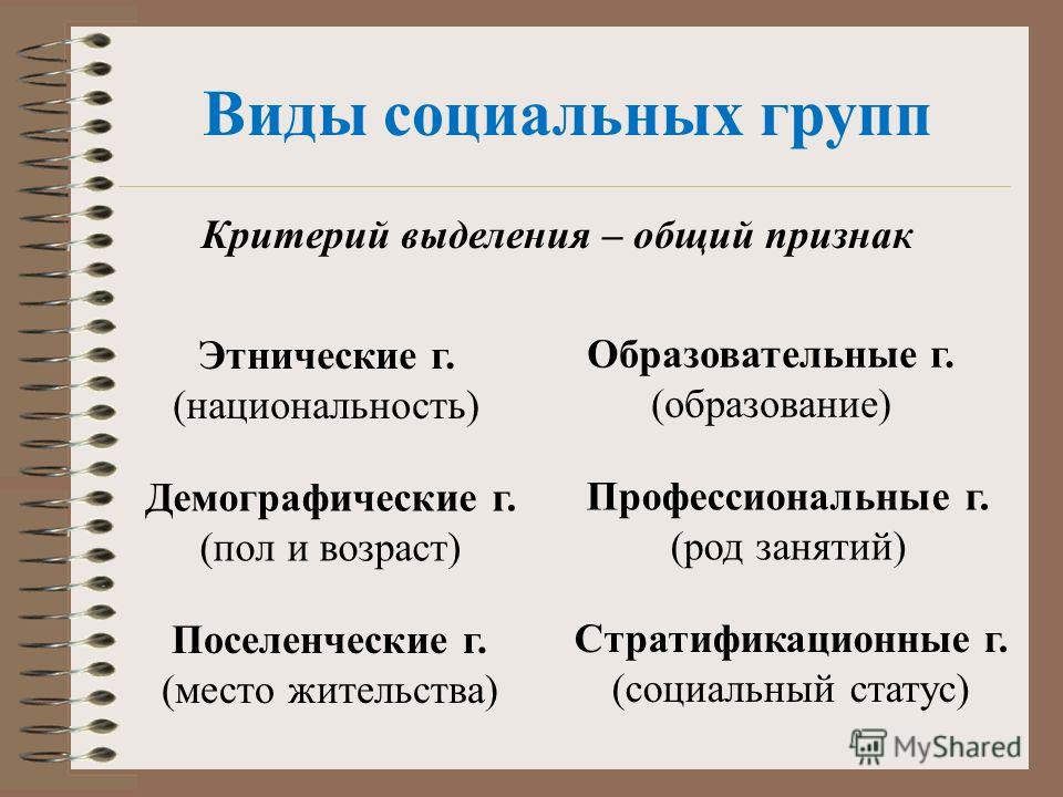 Профессиональные и демографические группы