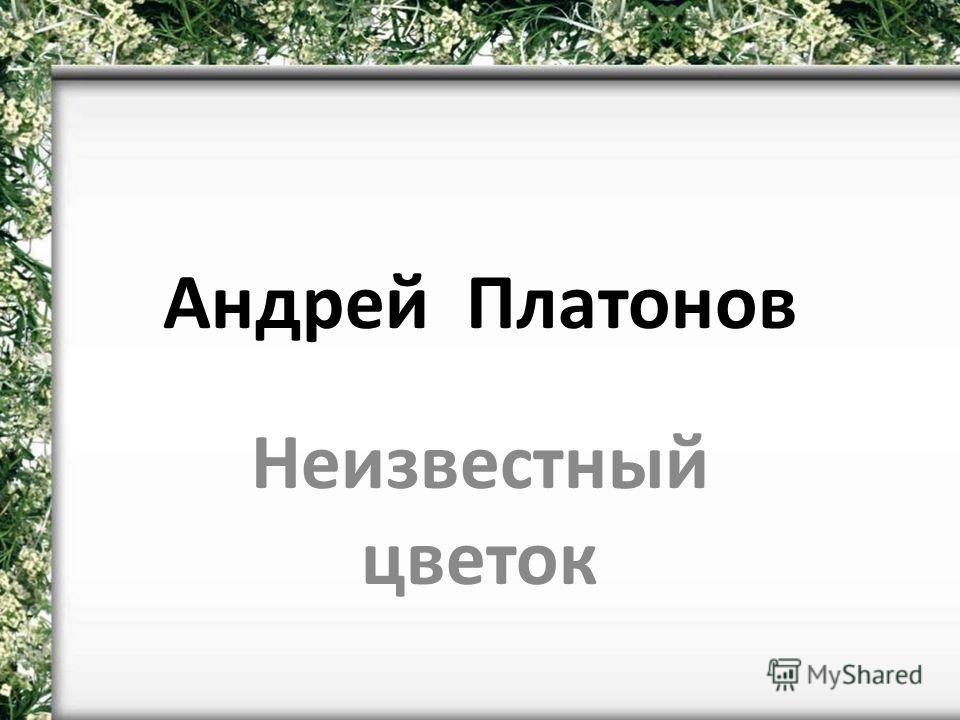 Андрей Платонов Неизвестный цветок