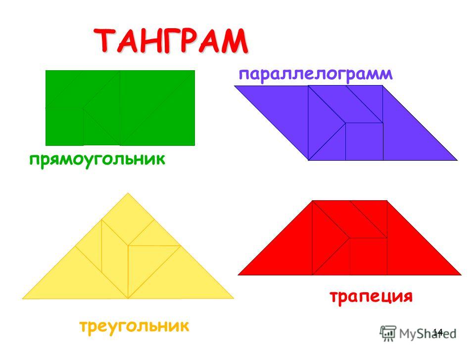 14ТАНГРАМ прямоугольник треугольник параллелограмм трапеция