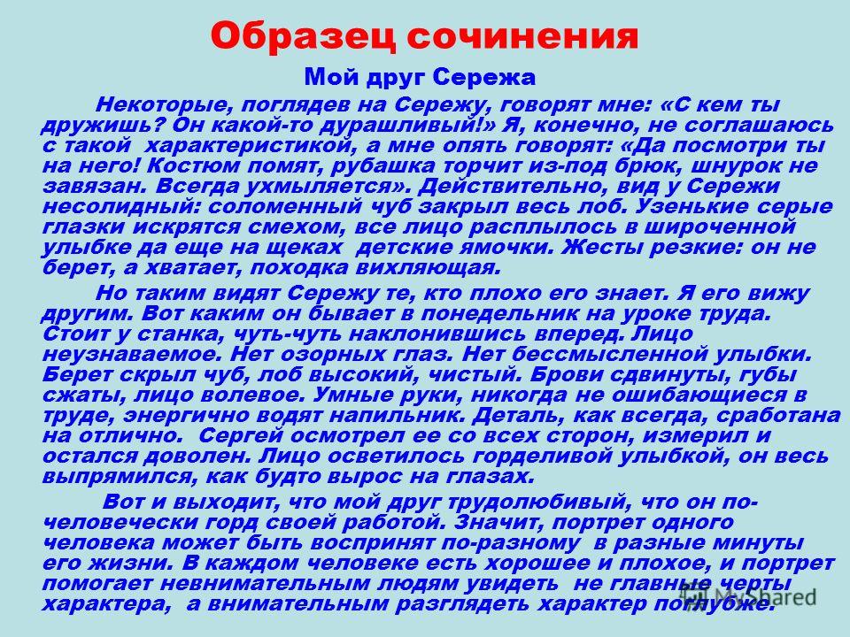 Написать сочинение по русскому языку на тему мой друг 8 класс