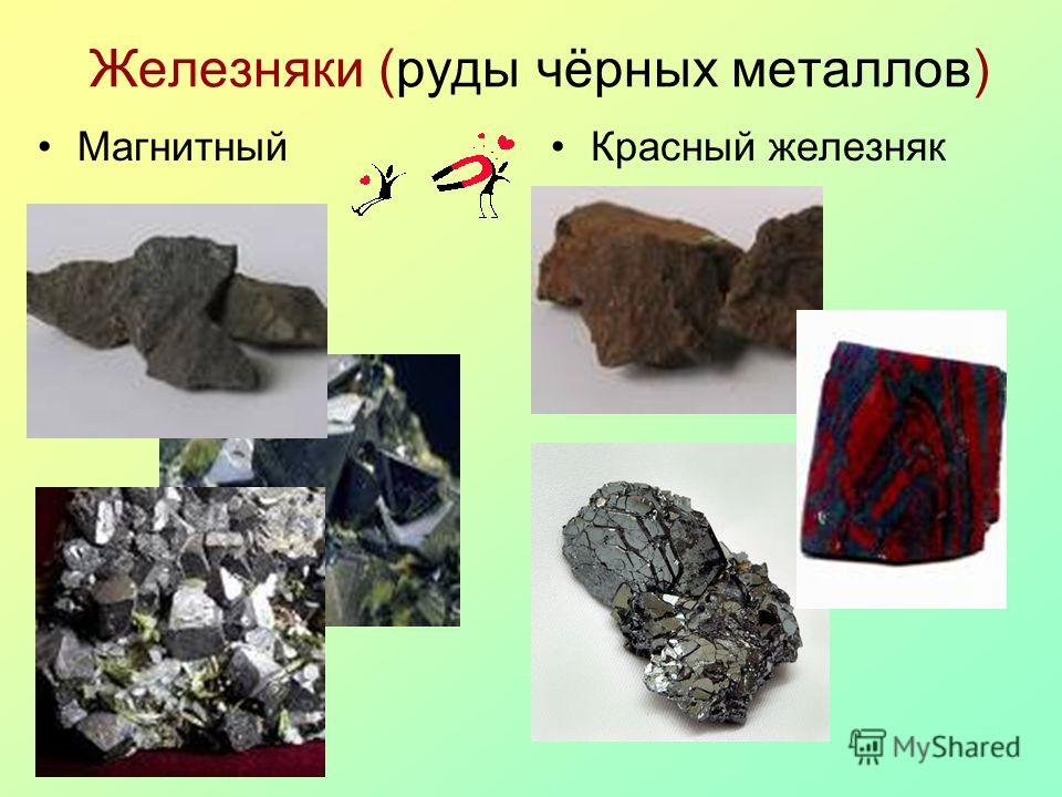 Железняки (руды чёрных металлов) МагнитныйКрасный железняк
