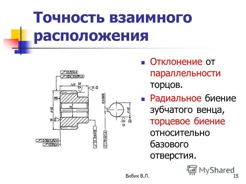 Точность взаимного расположения поверхностей это Радиальное биение зубчатого венца на чертеже