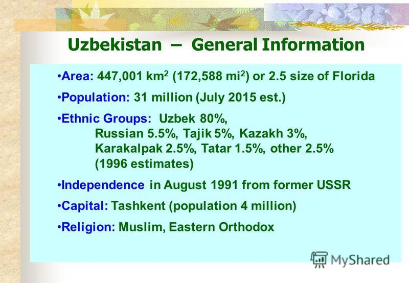 Реферат: A Country Report and Profile - Republic of Uzbekistan