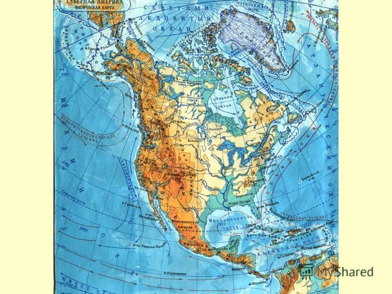 Физическая карта северной америки