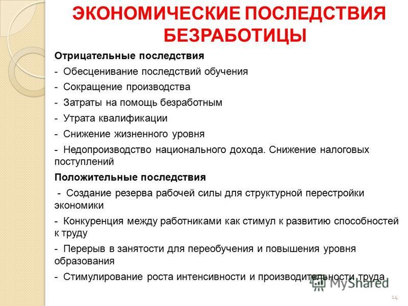 Дипломная работа: Социальные и экономические последствия безработицы