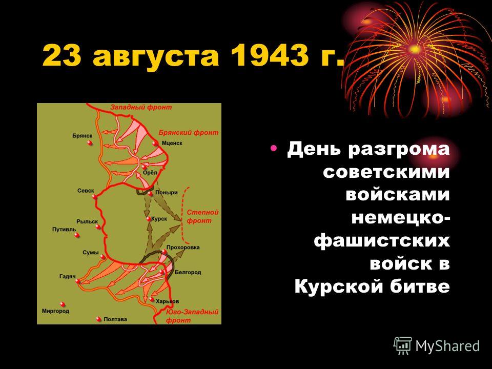 23 августа 1943 г. День разгрома советскими войсками немецко- фашистских войск в Курской битве