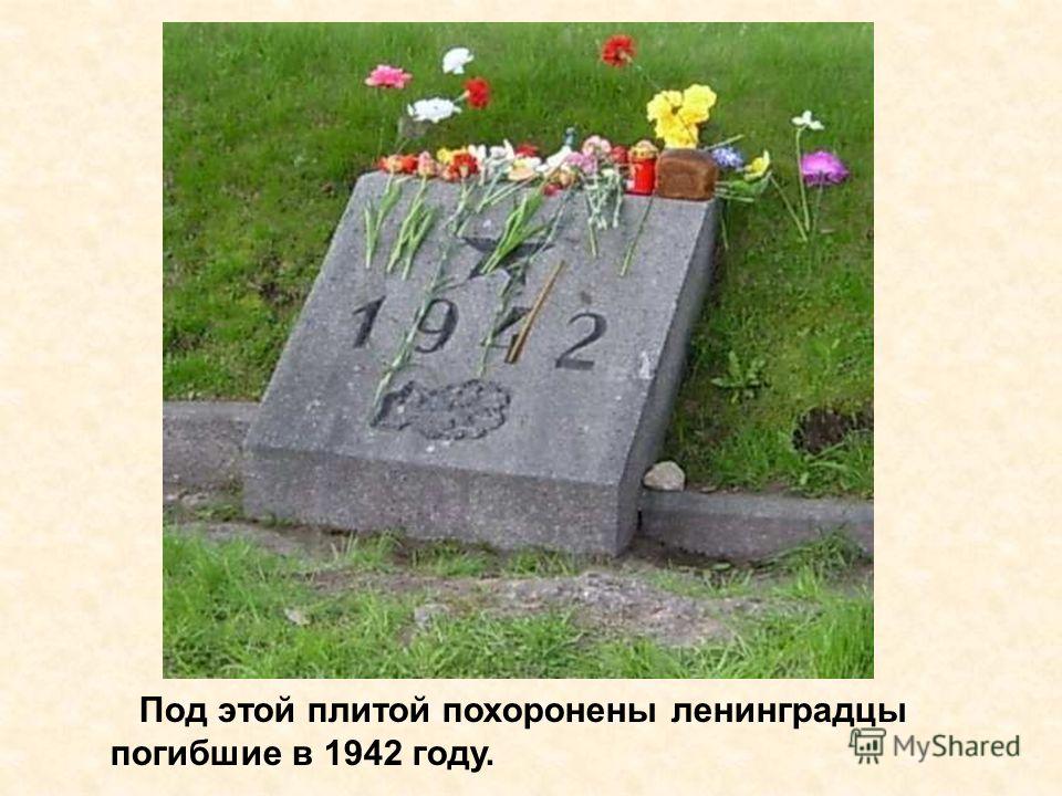 Под этой плитой похоронены ленинградцы погибшие в 1942 году. Под этой плитой похоронены ленинградцы погибшие в 1942 году.